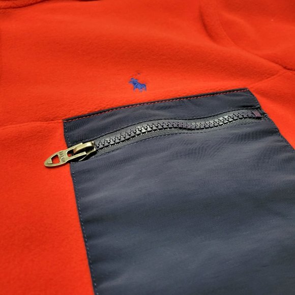 Polo Ralph Lauren Polar Tech Fleece 1/2 Button Knit Pullover polartec Red Blue - Picture 4 of 10